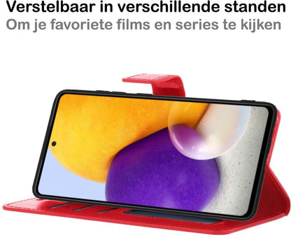 Samsung A72 5G Hoesje Bookcase Cover met Kaarthouder - Rood