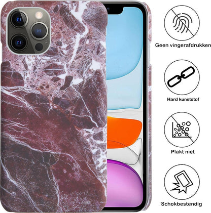 iPhone 11 Pro Max Hoesje Marmer Hard Case Cover - Rood