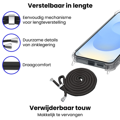 Samsung S25 Edge Hoesje met Koord Backcover Shockproof - Transparant