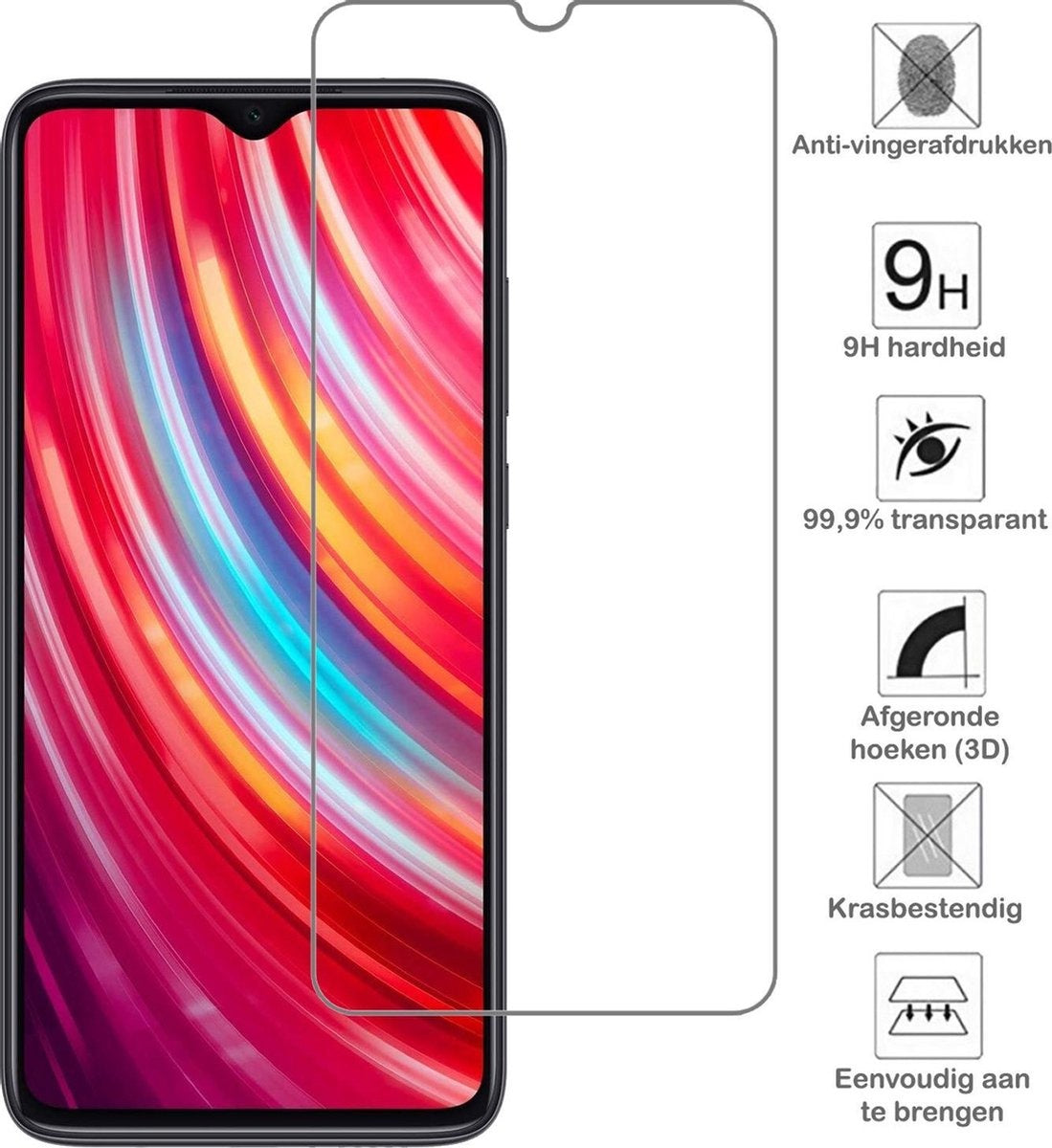 Xiaomi Redmi Note 8 Pro Screenprotector Tempered Glass