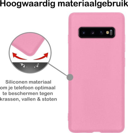 Samsung S10 Hoesje Siliconen Backcover Lichtgewicht - Lichtroze