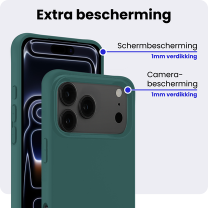 iPhone 17 Pro Max Hoesje Siliconen Backcover Lichtgewicht - Donkergroen