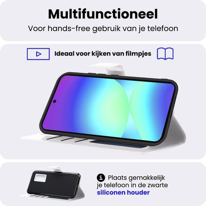 Samsung A56 Hoesje Bookcase Cover met Kaarthouder - Wit