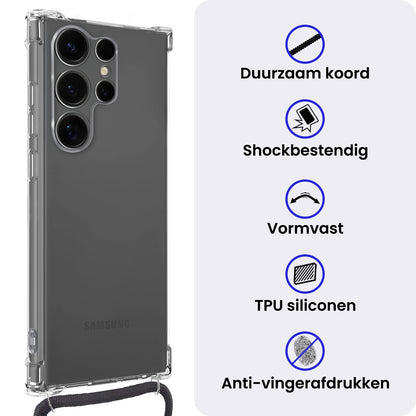 Samsung S25 Ultra Hoesje met Koord Backcover Shockproof - Transparant