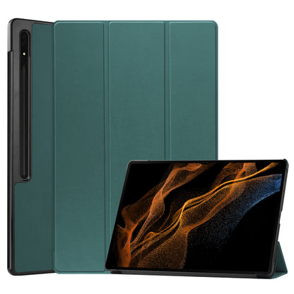 Samsung Galaxy Tab S9 Ultra Trifold Bookcase Hoes met Penhouder voor S Pen - Donkergroen