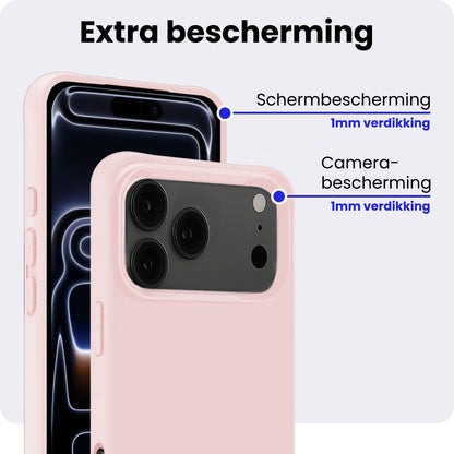 iPhone 17 Pro Hoesje Siliconen Backcover Lichtgewicht - Lichtroze