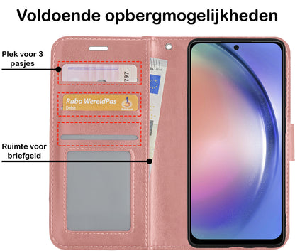 Samsung A54 Hoesje Bookcase Cover met Kaarthouder - Rosé goud