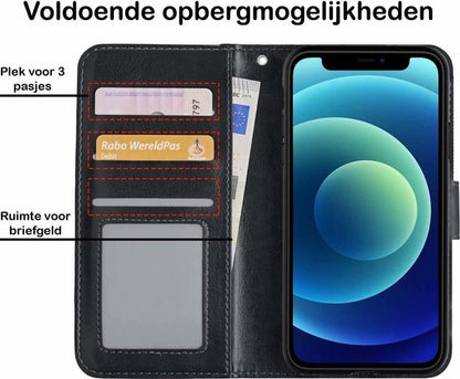 iPhone 12 Pro Hoesje Bookcase Cover Uitneembaar - Zwart