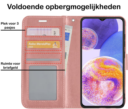 Samsung A23 Hoesje Bookcase Cover met Kaarthouder - Rosé goud