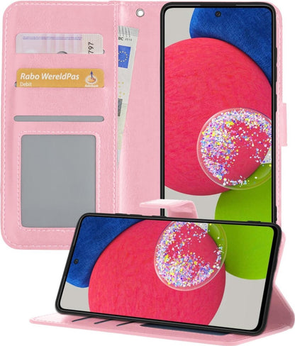 Samsung A52s Hoesje Bookcase Cover met Kaarthouder - Lichtroze