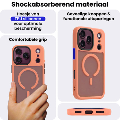 iPhone 18 Pro Max Hoesje Geschikt voor Magsafe Backcover Shockproof - Perzik