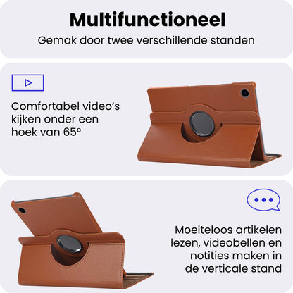Samsung Galaxy Tab A9 Plus Trifold Bookcase Hoes 360 Graden Draaibaar - Bruin