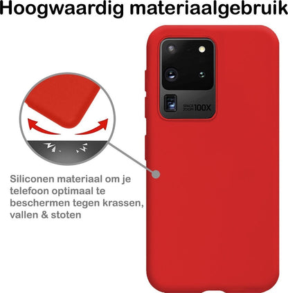 Samsung S20 Ultra Hoesje Siliconen Backcover Lichtgewicht - Rood
