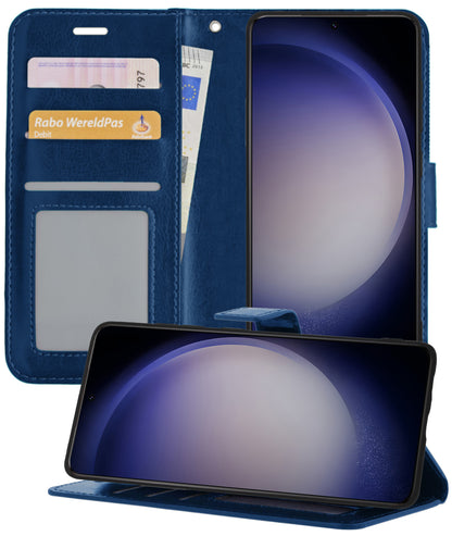 Samsung S23 Ultra Hoesje Bookcase Cover met Kaarthouder - Donkerblauw