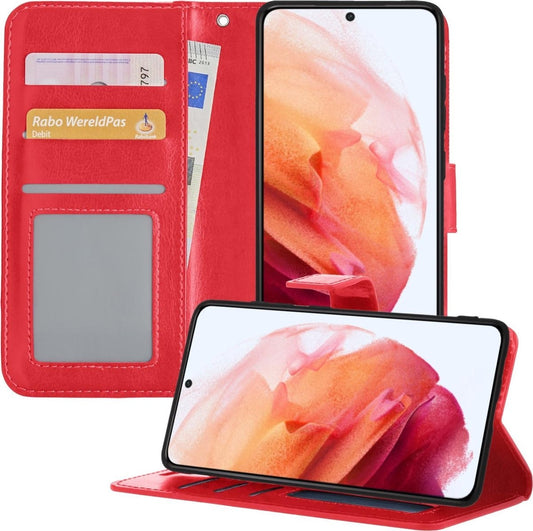 Samsung S21 Hoesje Book Case Kunstleer - Rood