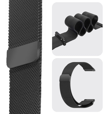 Milanese Horlogeband Geschikt voor Samsung Watch 4 Bandje Milanees - Polsbandje Met Magneetsluiting Geschikt voor Samsung Galaxy Watch 4 Bandje Milanees - Zwart