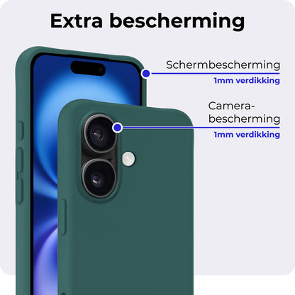 iPhone 16 Plus Hoesje Siliconen Backcover Lichtgewicht - Donkergroen
