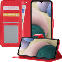 Samsung A12 Hoesje Bookcase Cover met Kaarthouder - Rood