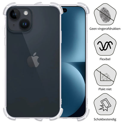 iPhone 15 Hoesje Shockproof Backcover Siliconen - Transparant