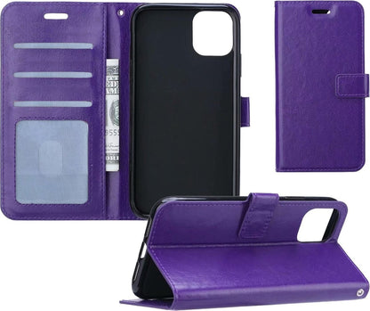 iPhone 11 Hoesje Bookcase Cover met Kaarthouder - Paars