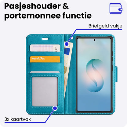 Samsung S26 Ultra Hoesje Bookcase Cover met Kaarthouder - Turquoise