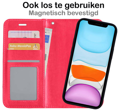 iPhone Xs Max Hoesje Bookcase Cover Uitneembaar - Donkerroze