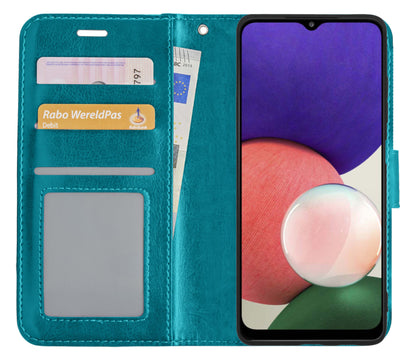 Samsung M22 Hoesje Bookcase Cover met Kaarthouder - Turquoise