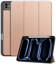 iPad Pro 2024 (13 inch) Trifold Bookcase Hoes met Penhouder voor Apple Pen - Rosé goud
