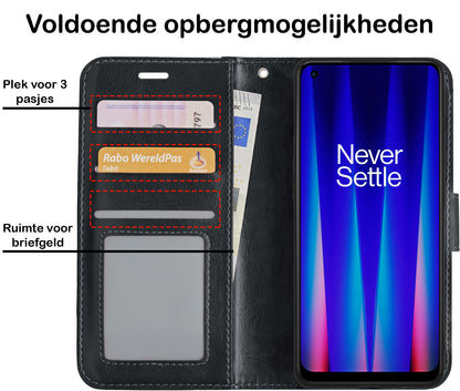 OnePlus Nord CE 2 Lite Hoesje Bookcase Cover met Kaarthouder - Zwart