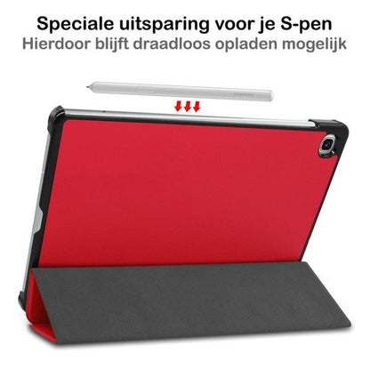 Samsung Galaxy Tab S6 Lite Trifold Bookcase Hoes - Rood