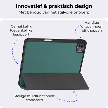 iPad Pro 2024 (13 inch) Hoesje Book Case Met Apple Pencil Uitsparing - Donkergroen