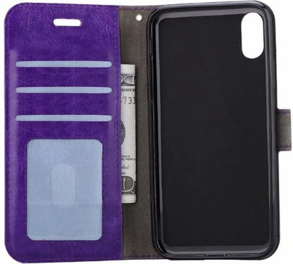 iPhone Xs Hoesje Bookcase Cover met Kaarthouder - Paars