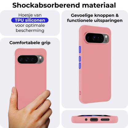 Google Pixel 10 Pro XL Hoesje Siliconen Backcover Lichtgewicht - Lichtroze