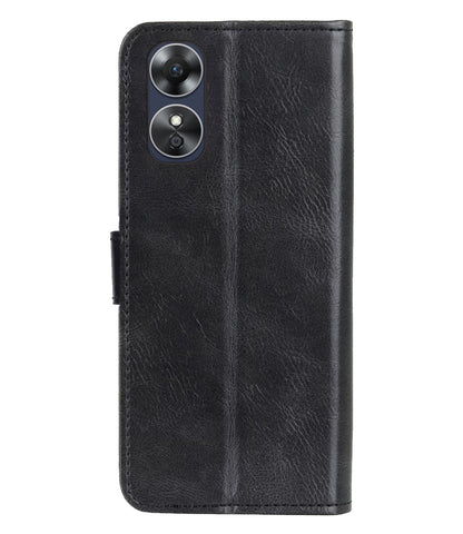 OPPO A17 Hoesje Bookcase Cover met Kaarthouder - Zwart