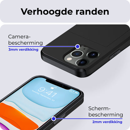 iPhone 11 Pro Max Hoesje Kaarthouder Hard Case Shockproof - Zwart