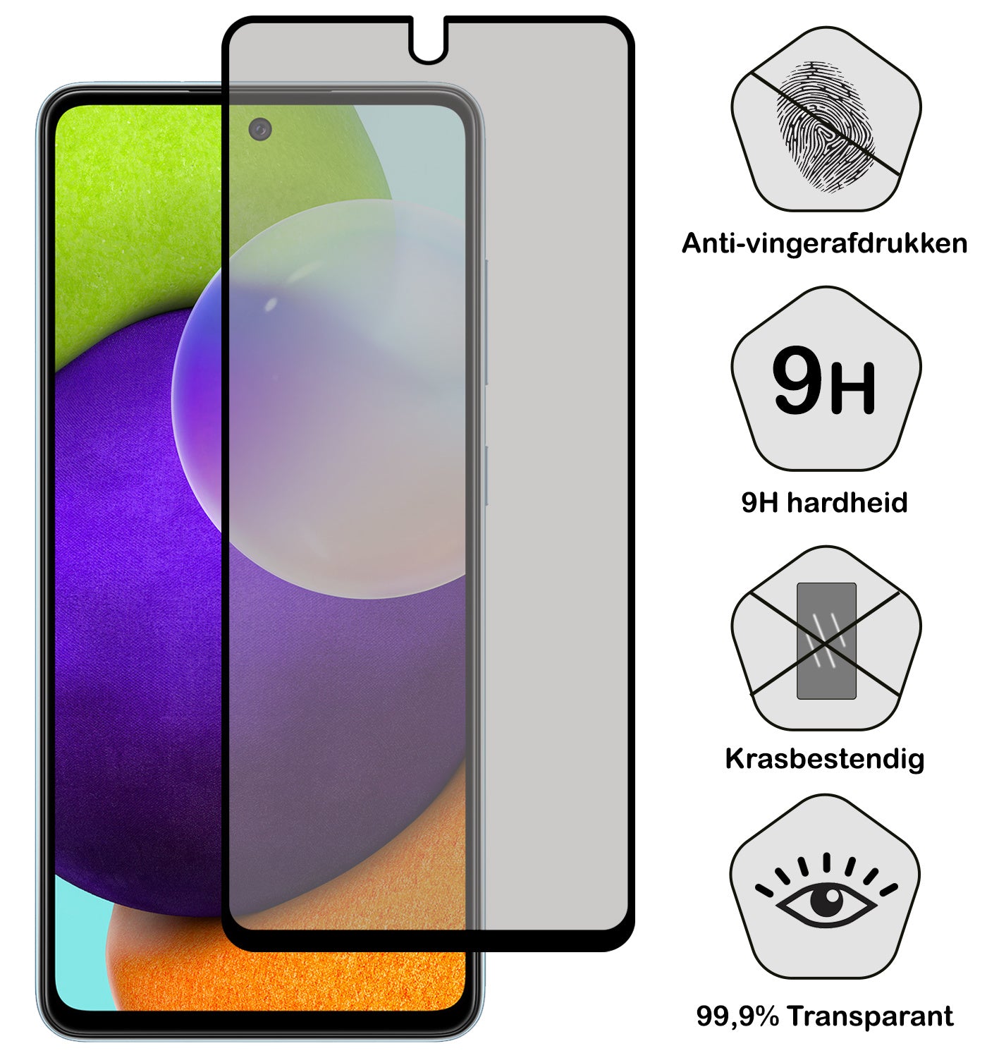 Samsung A52 Screenprotector Privacy Tempered Glass