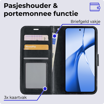 OnePlus Nord CE 4 Hoesje Bookcase Cover met Kaarthouder - Zwart