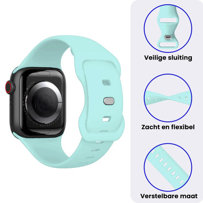 Apple Watch 1, 2, 3, 4, 5, 6, 7, 8, 9, SE - 38/40/41 mm Bandje Siliconen met verstelbare polsband - Mintgroen