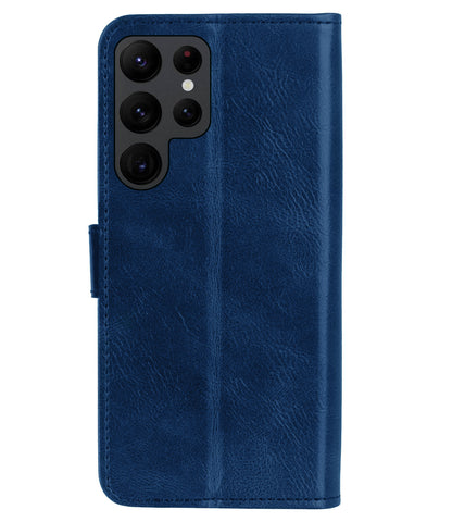 Samsung S22 Ultra Hoesje Book Case Kunstleer - Donkerblauw