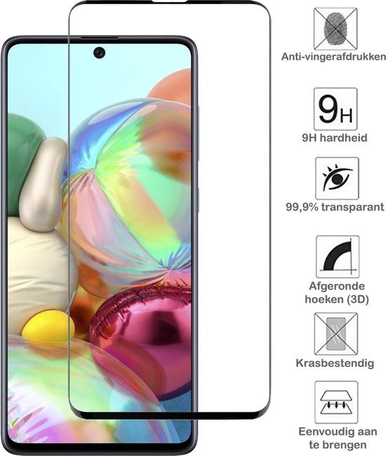 Samsung A71 Screenprotector Full Cover Tempered Glass