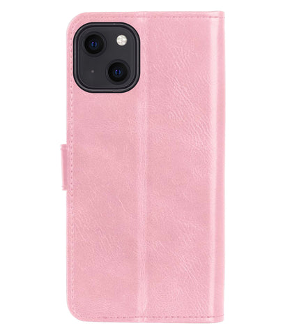 iPhone 13 Hoesje Bookcase Cover met Kaarthouder - Lichtroze