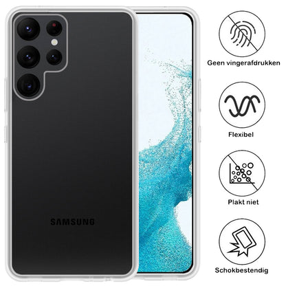 Samsung S22 Ultra Hoesje Siliconen Backcover Lichtgewicht - Transparant