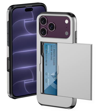 iPhone 18 Pro Max Hoesje Kaarthouder Hard Case Shockproof - Grijs