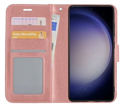 Samsung S23 Ultra Hoesje Bookcase Cover met Kaarthouder - Rosé goud