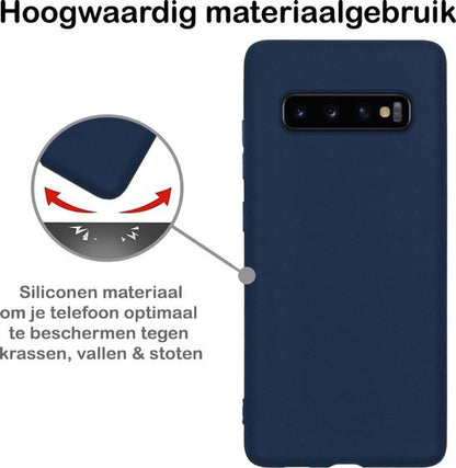 Samsung S10 Hoesje Siliconen Backcover Lichtgewicht - Donkerblauw
