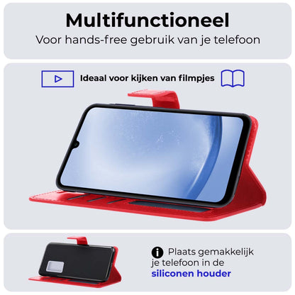 Samsung A25 Hoesje Bookcase Cover met Kaarthouder - Rood