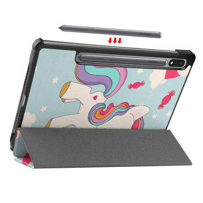 Samsung Galaxy Tab S8 Plus Trifold Bookcase Hoes - Eenhoorn