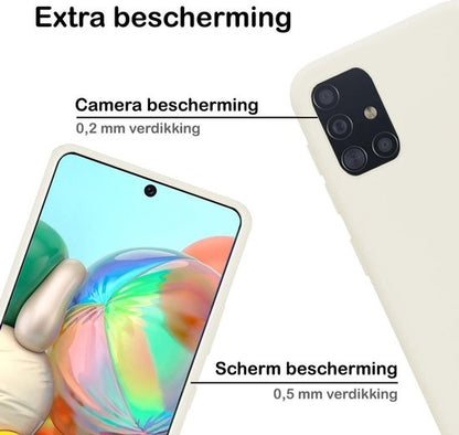 Samsung A71 Hoesje Siliconen Backcover Lichtgewicht - Wit