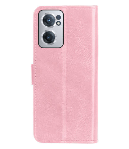 OnePlus Nord CE 2 Hoesje Bookcase Cover met Kaarthouder - Lichtroze