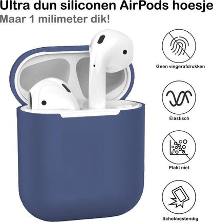 AirPods 1 Hoesje Siliconen Lichtgewicht - Blauwgrijs